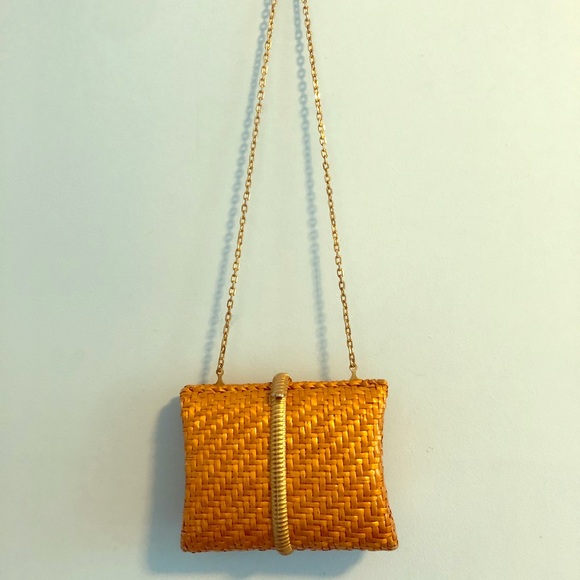 Rodo hand bag with gold chain, wicker clutch - Picture 1 of 4